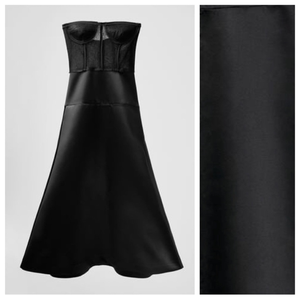 Zara Limited Edition | Black Lace Strapless Midi Maxi Dress | Size S